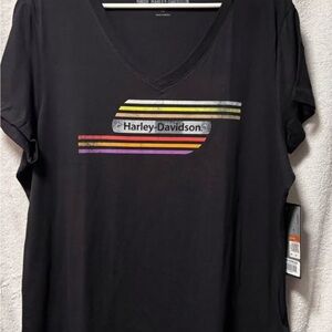 Harley-Davidson Women's Black V-Neck Top